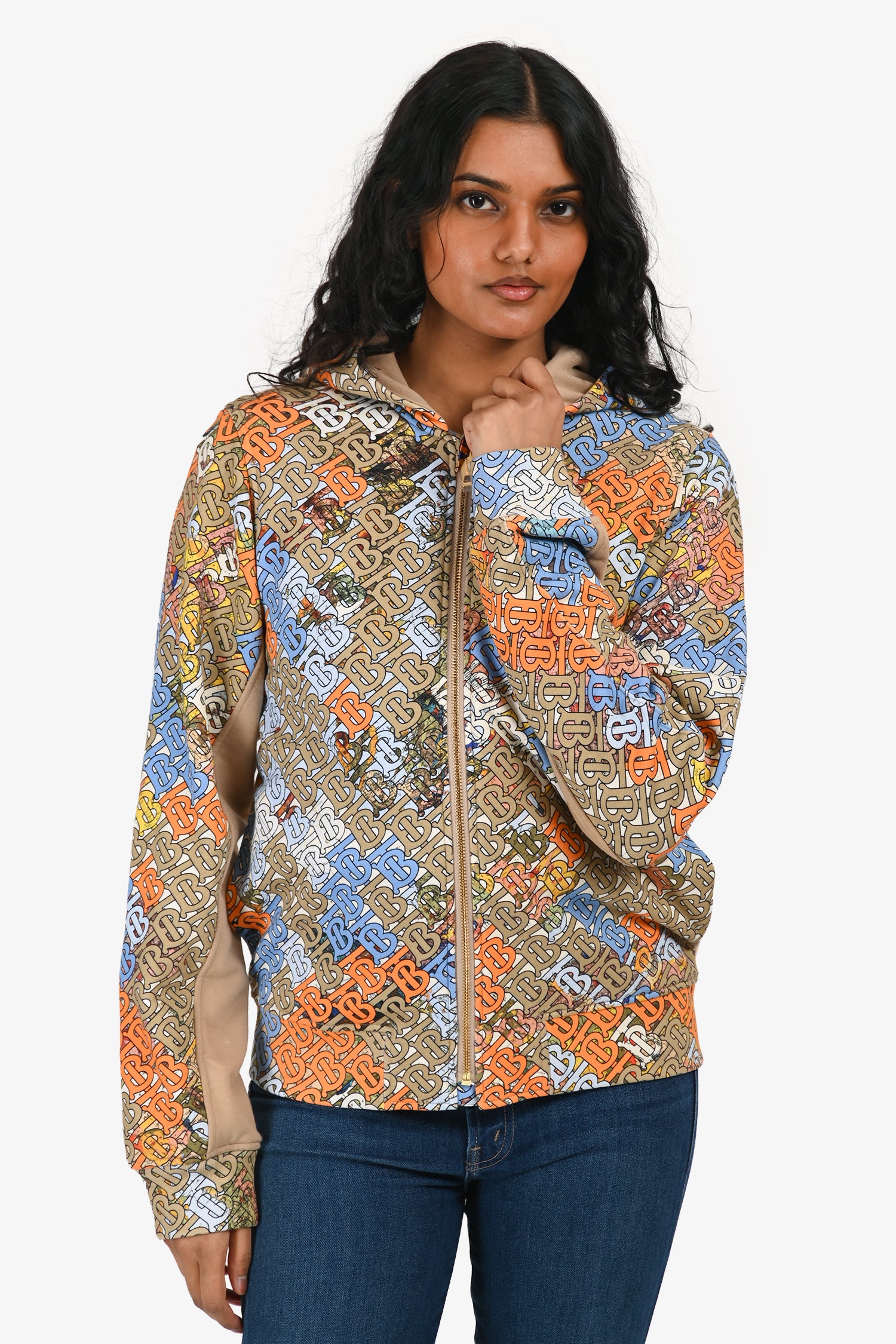 BURBERRY　38 Burberry Brown Monogram Zip Up Hoodie Estimated Size S – Mine & Yours