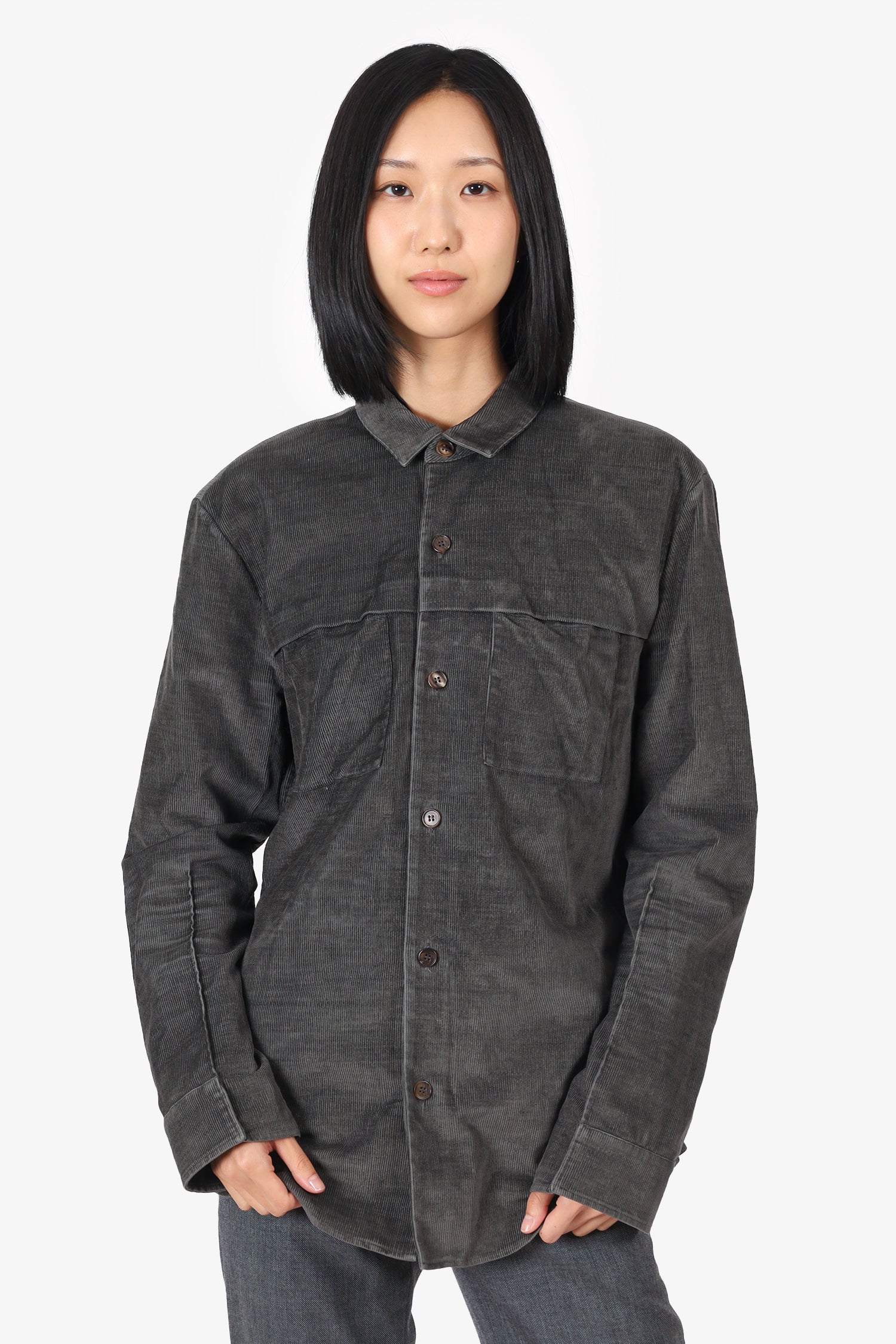 Maison Margiela Grey Corduroy Button Down Shirt Size 48