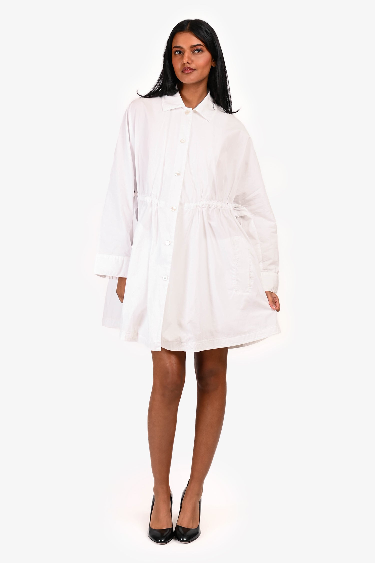 mansur gavriel shirt dress Mansur Gavriel White Cinch Waist Button Down Shirt Dress Size 38 – Mine &  Yours