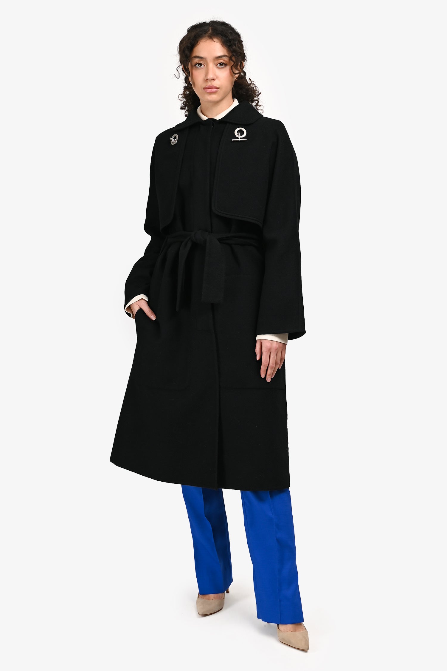 HERMÈS-PARIS ブラック トレンチコート Hermès Black Cashmere 3-In-1 Trench Coat with Detachable Cropped