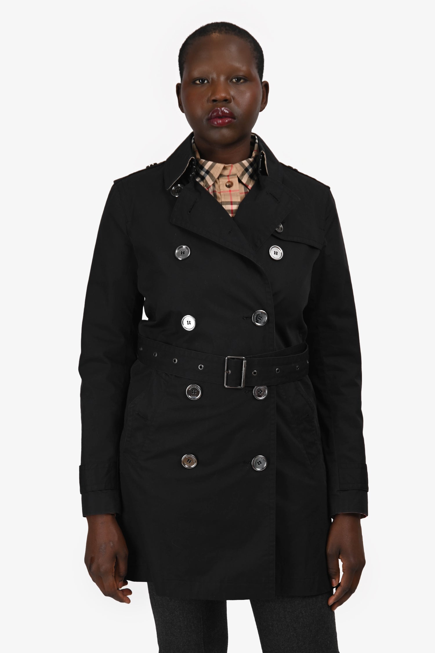 burberry brit ブラックコート Burberry Brit Black Belted Trench Size 8 – Mine & Yours