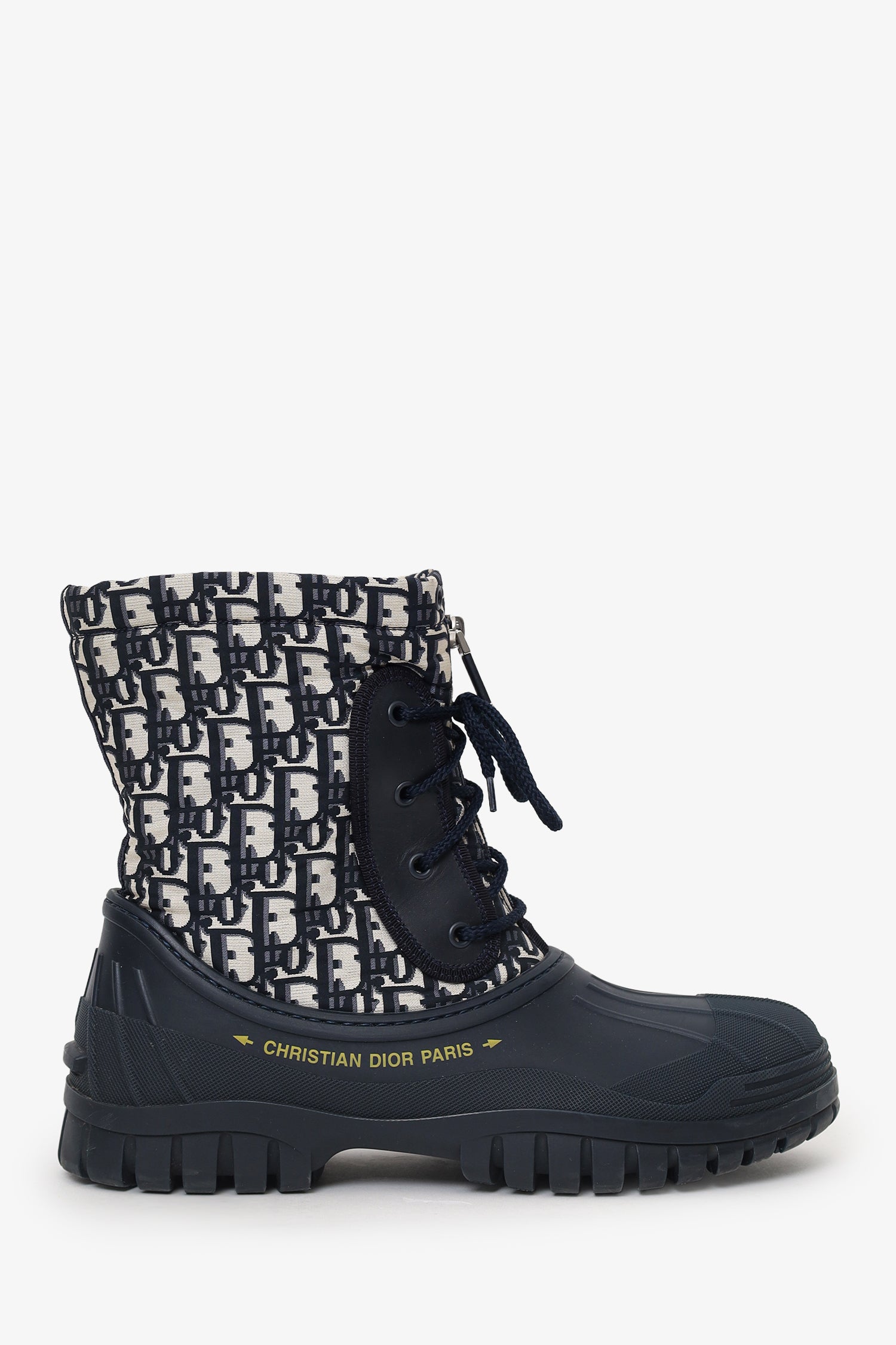 Christian Dior Blue Oblique D-Venture Jacquard Boots Size 40.5