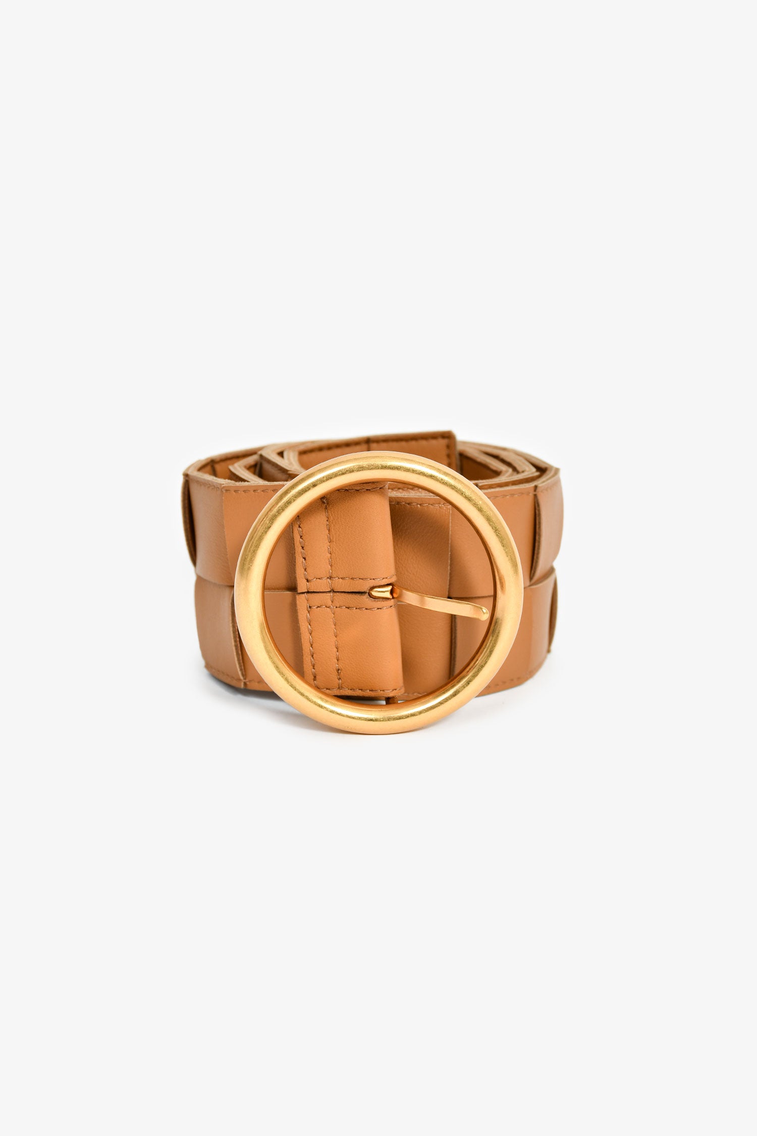 Bottega Veneta Intrecciato Wide Leather Waist Belt in Camel with Gold Ring BOTTEGA VENETA Intrecciato leather belt | NET-A-PORTER main image 3
