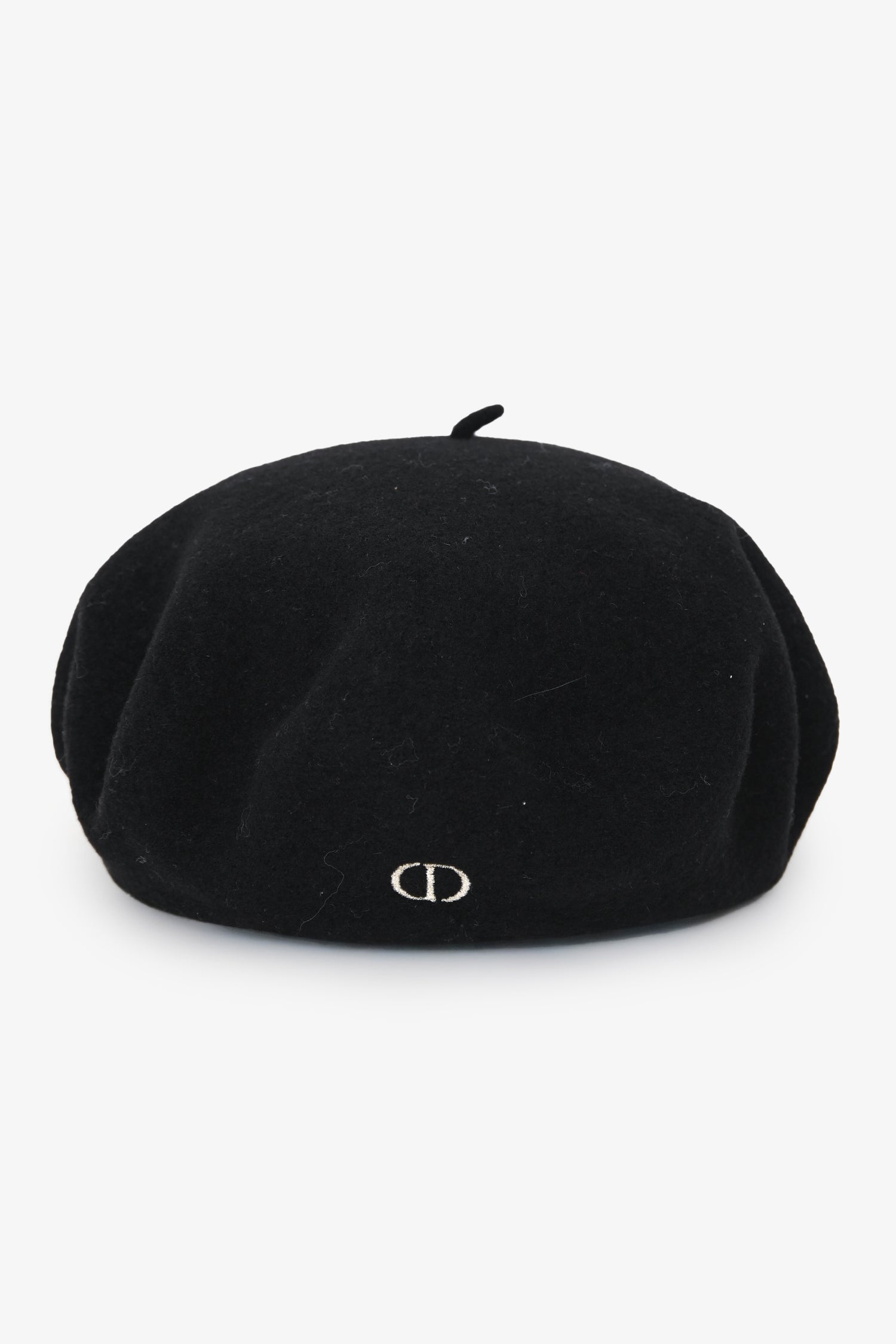 Christian Dior Black Wool CD Embroidered Beret Hat Size T4 – Mine