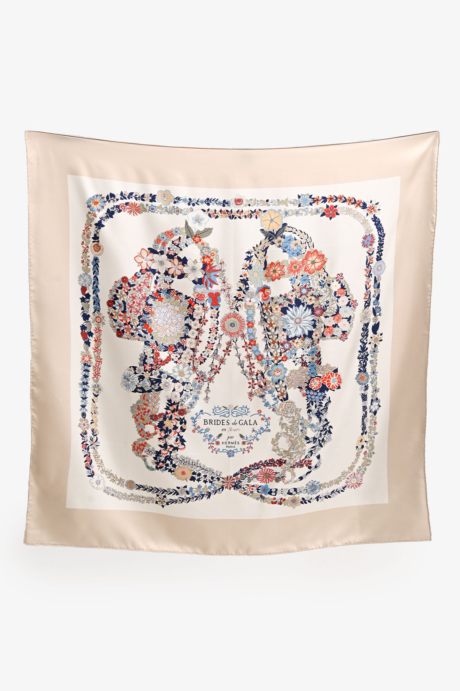 Hermès Beige/White Silk 'Brides des Gala en fleur' Scarf 90 – Mine