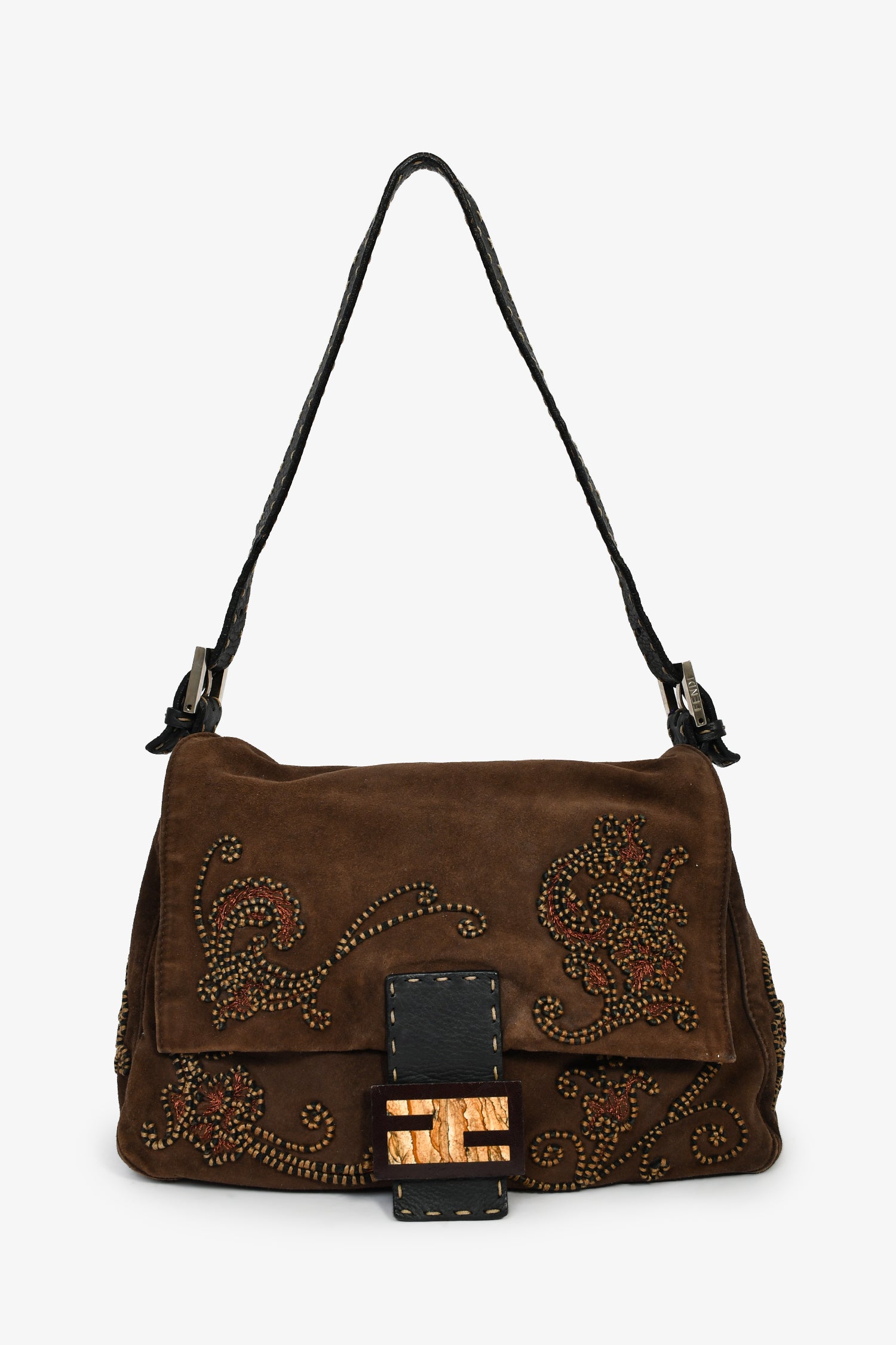 Fendi Brown Suede Selleria Mama Baguette Shoulder Bag – Mine & Yours