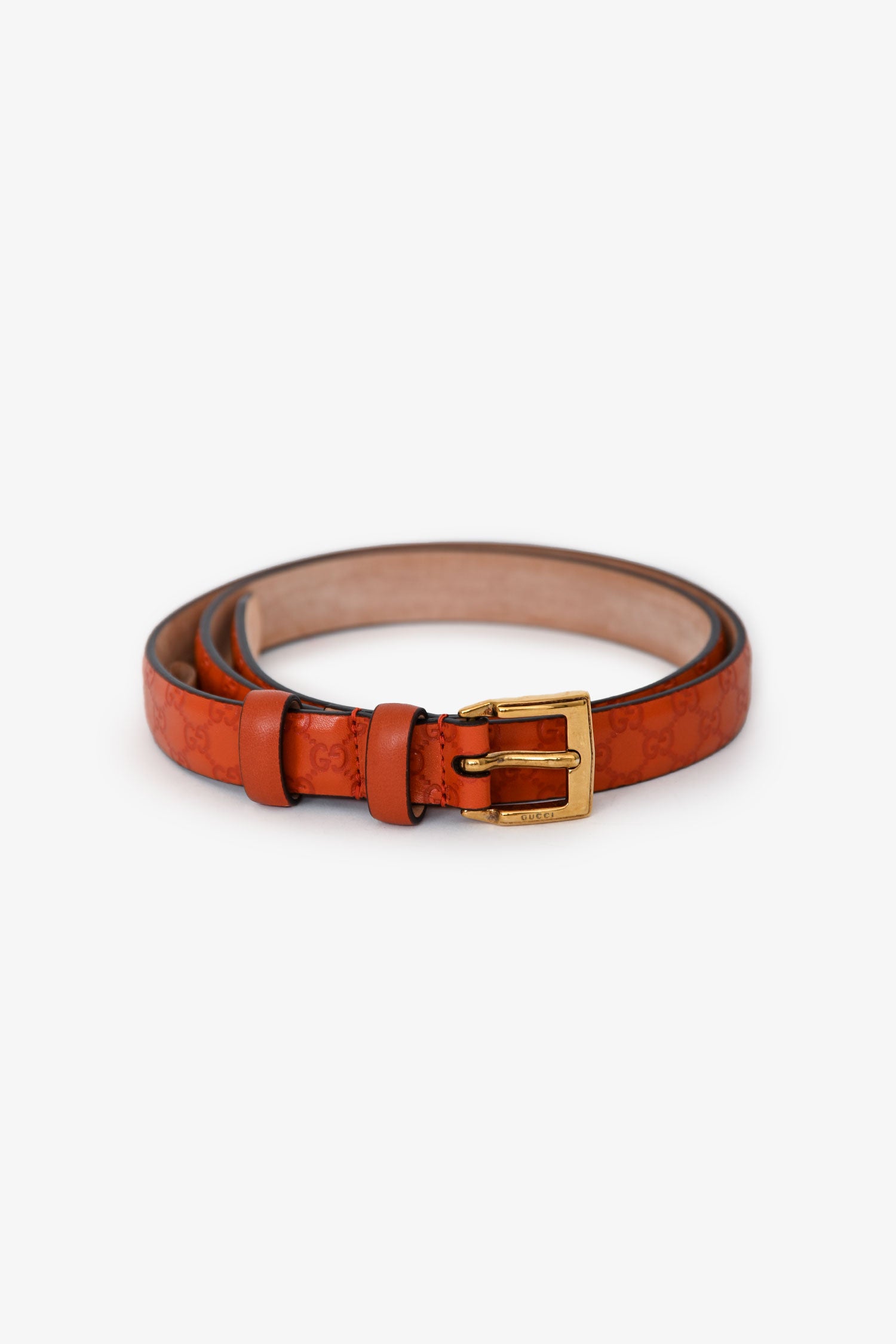 Gucci Belt GG Logo 032 194 Leather Orange GUCCI Size 40 Orange Guccisima Embossed Leather GG Belt  main image 3