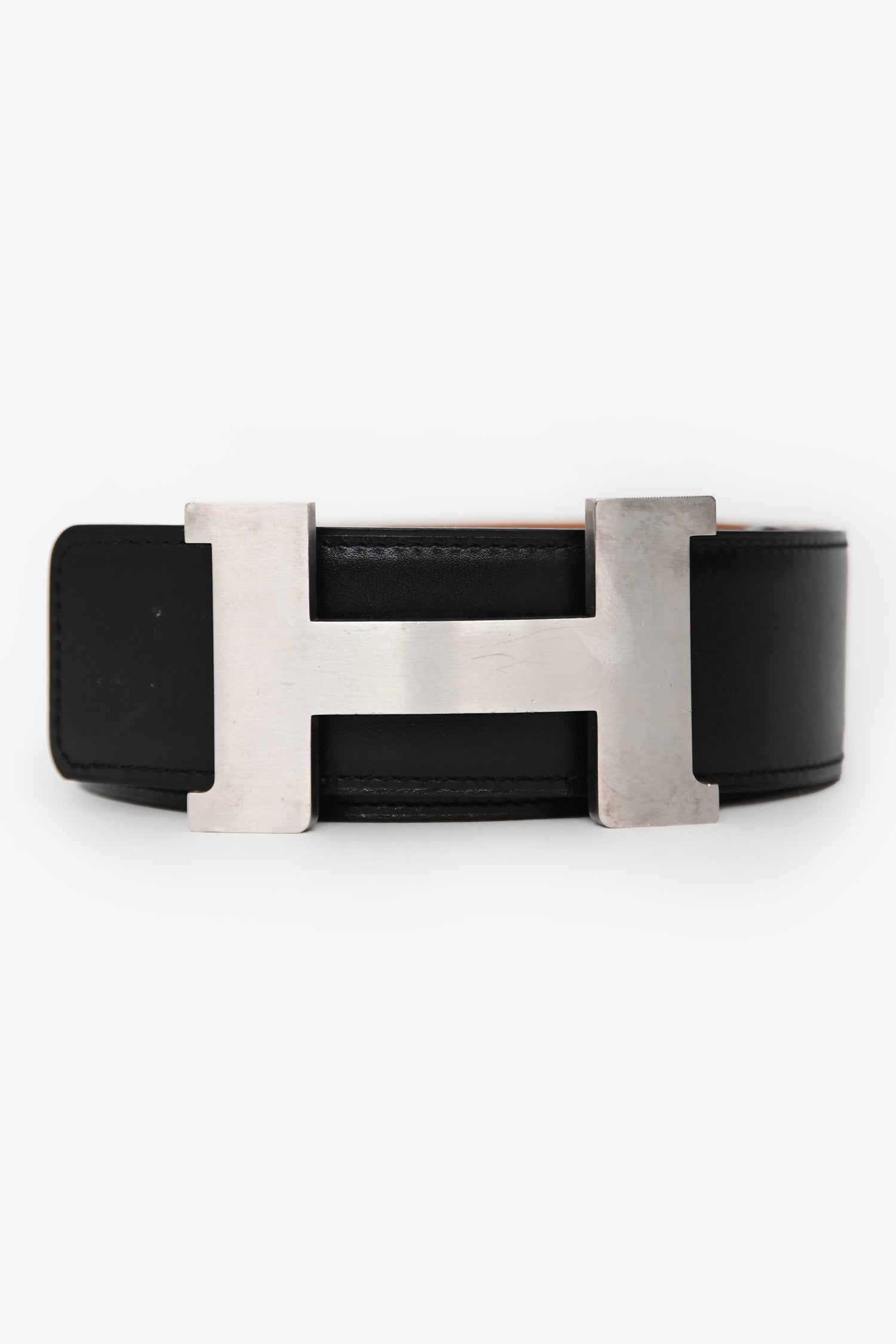 Hermès 2012 Black/Brown Reversible 'H' Belt Size 80 Palladium