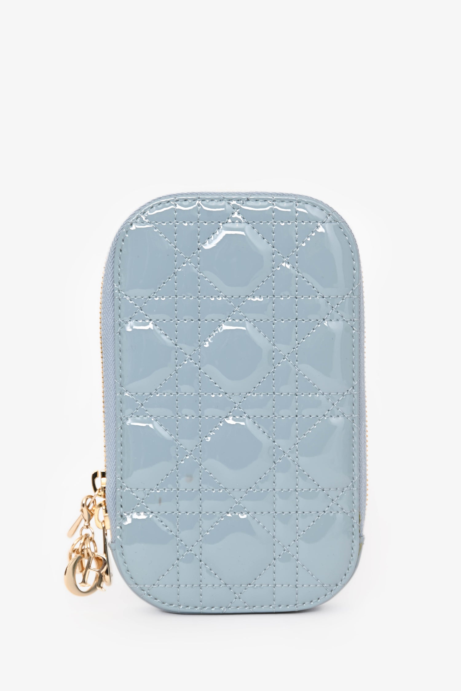 Christian Dior レザー iPhone16proケース ライトブルー Christian Dior 2022 Blue Patent Leather Lady Dior Call'in Dior