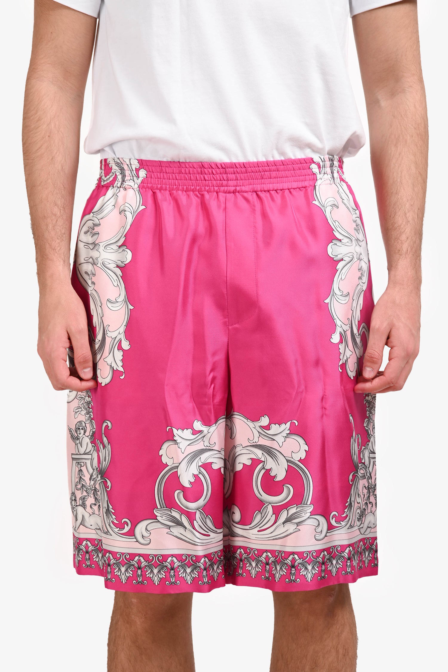 Versace Pink Silk Baroque Print Shorts Size 58 Mens – Mine & Yours