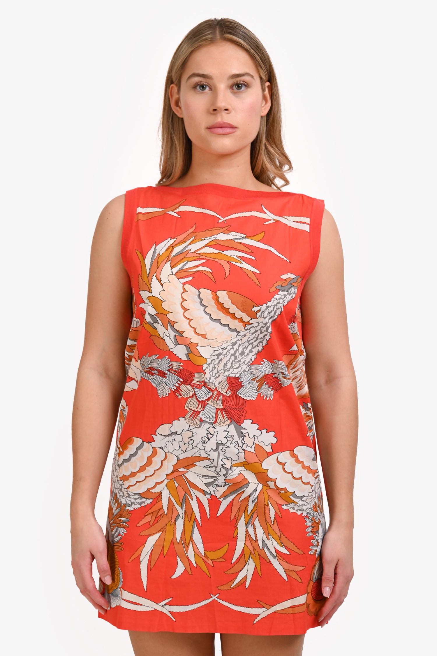 hermes orange dress 66589 auth HERMES orange wool & silk 2018 TAILLAINE SHIRT Dress 40 M