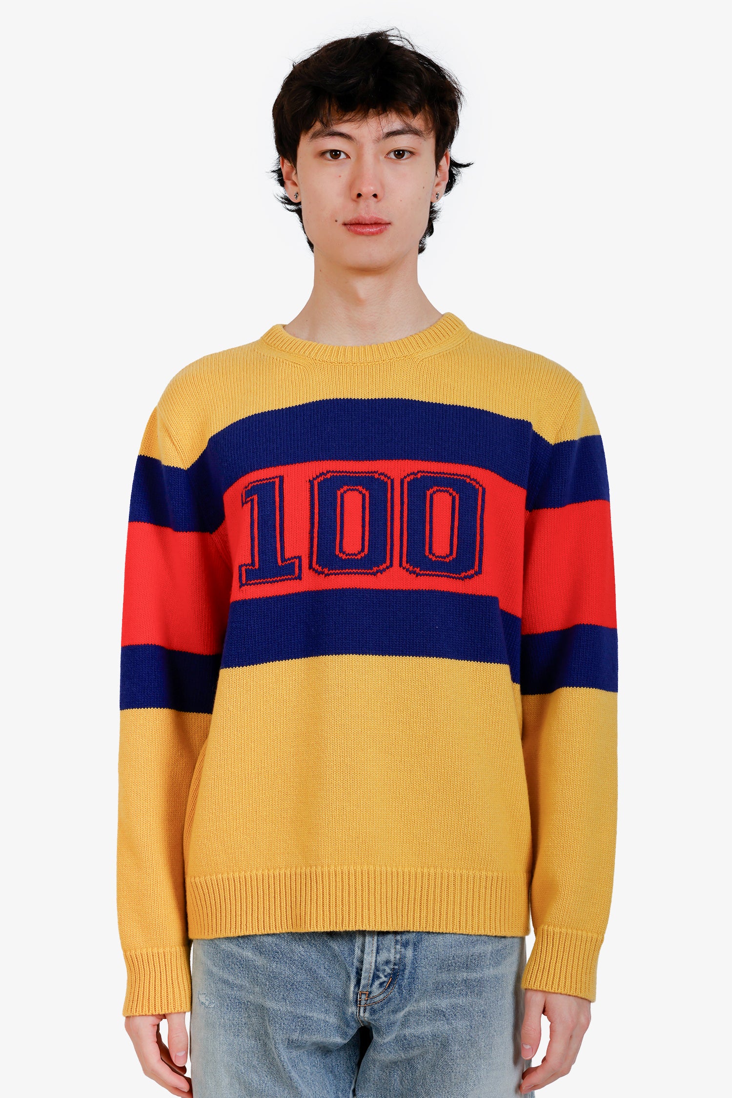 Gucci Yellow/Blue/Red Wool Gucci 100 Sweater Size S Mens – Mine Gucci Yellow/Blue/Red Wool Gucci 100 Sweater Size S Mens – Mine