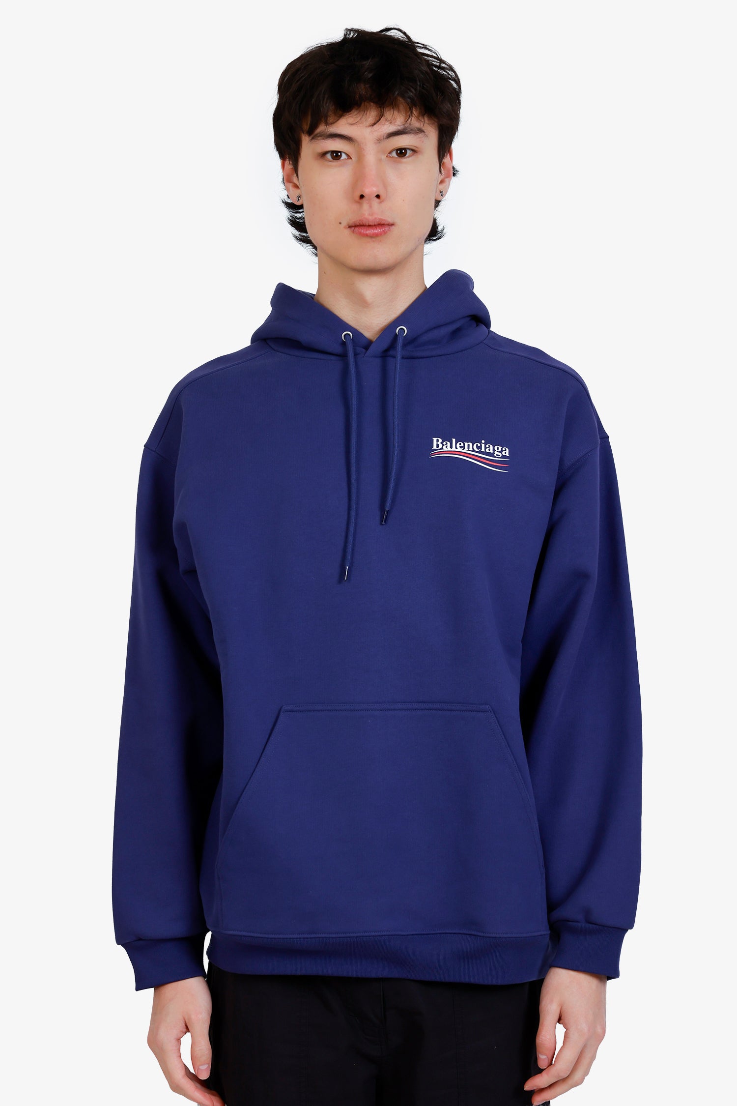 Balenciaga Blue Campaign Logo Print Hoodie Size L Mens – Mine & Yours