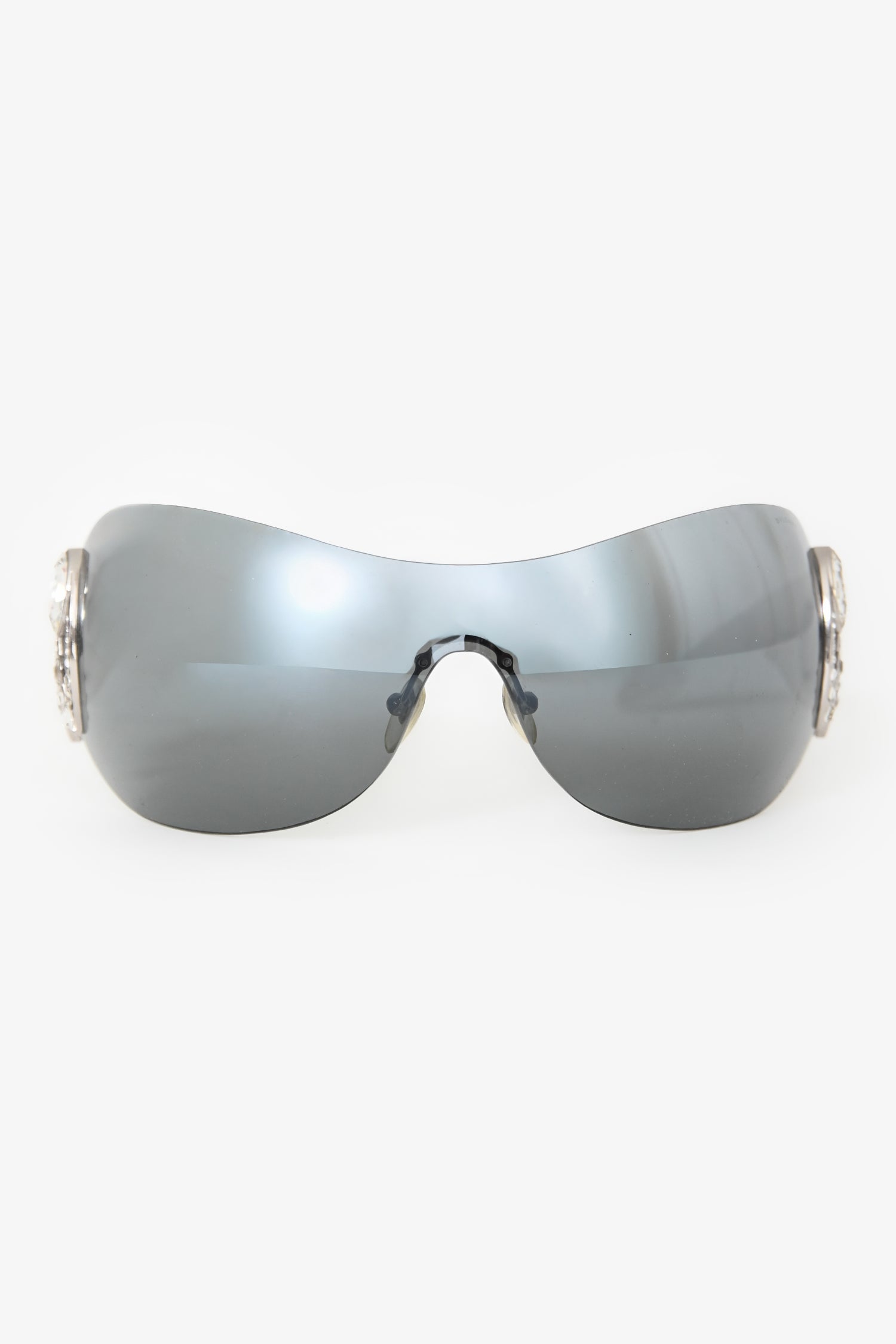 Bvlgari Grey Crystal Embellished Shield Sunglasses – Mine 