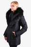 Mackage Black Double Zip Down Jacket with Fox Fur Collar Size M