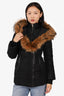 Mackage Black Double Zip Down Jacket with Fox Fur Collar Size X-Small