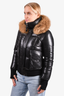 Mackage Black Puff Leather Fur Hooded Jacket Size XS