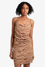 Maisie Wilen Brown/Beige Printed Sleeveless Mini Dress Size M