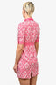 Milly White/Pink Printed Silk Collared S/S Dress sz 4