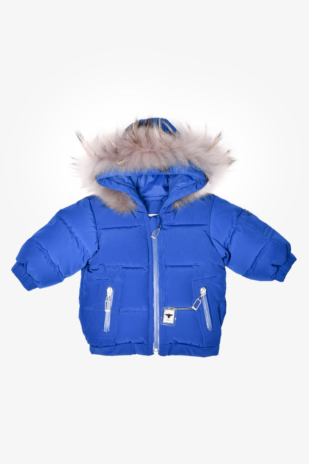 Dior Baby Blue Puffer Coat with Fur Hood Size 6M Kids Mine & Yours