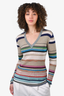Missoni Gold/Blue Striped V-Neck Sweater Size 42