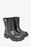 Miu Miu Black Leather Mid Calf Boots with White Side Stripe Size 38