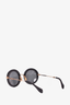 Miu Miu Black Round Sunglasses with Gold Hardware