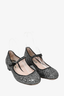 Miu Miu Black/Silver Glittered Block Heels Size 37