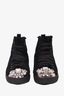 Miu Miu Black Suede/Shearling High Top Sneakers with Rhinestone Cap Toe Size 37