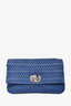 Miu Miu Blue Matelasse Leather Crystal Strap Shoulder Bag