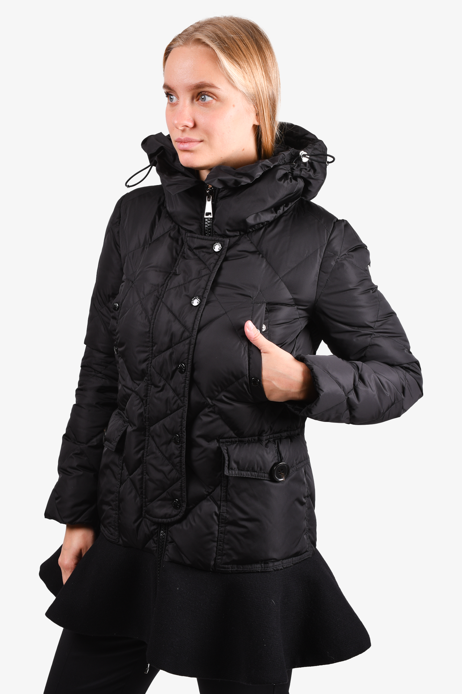 Moncler Black 'Vaulogette Giubbotto' Flared Down Jacket Size 0 Moncler Black 'Vaulogette Giubbotto' Flared Down Jacket Size 0