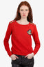 Pierre Balmain Red Buttoned Shoulder Sweatshirt Size 34