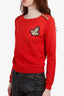 Pierre Balmain Red Buttoned Shoulder Sweatshirt Size 34
