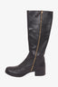 Prada Black Leather Pebble Leather Platform Boots Size 38