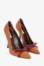 Prada Brown  Patent Leather Bow Tie Heel Size 38