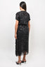 Prada 2020 Black Silk Sequin Dress w/ Ruffle sz 40