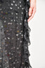 Prada 2020 Black Silk Sequin Dress w/ Ruffle sz 40