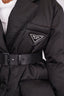 Prada 2021 Black Re-Nylon 'Gabardine' Puffer Jacket With Belt Size 38