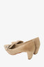Prada Beige Suede Buckle Kitten Heel Loafers Size 35