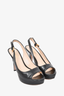 Prada Black Leather Peep Toe Slingback Heels Size 36