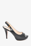 Prada Black Leather Peep Toe Slingback Heels Size 36