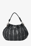 Prada Black Leather Tessuto Waves Hobo Bag