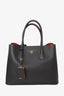 Prada Black  Saffiano Medium Cuir Double Bag with Strap