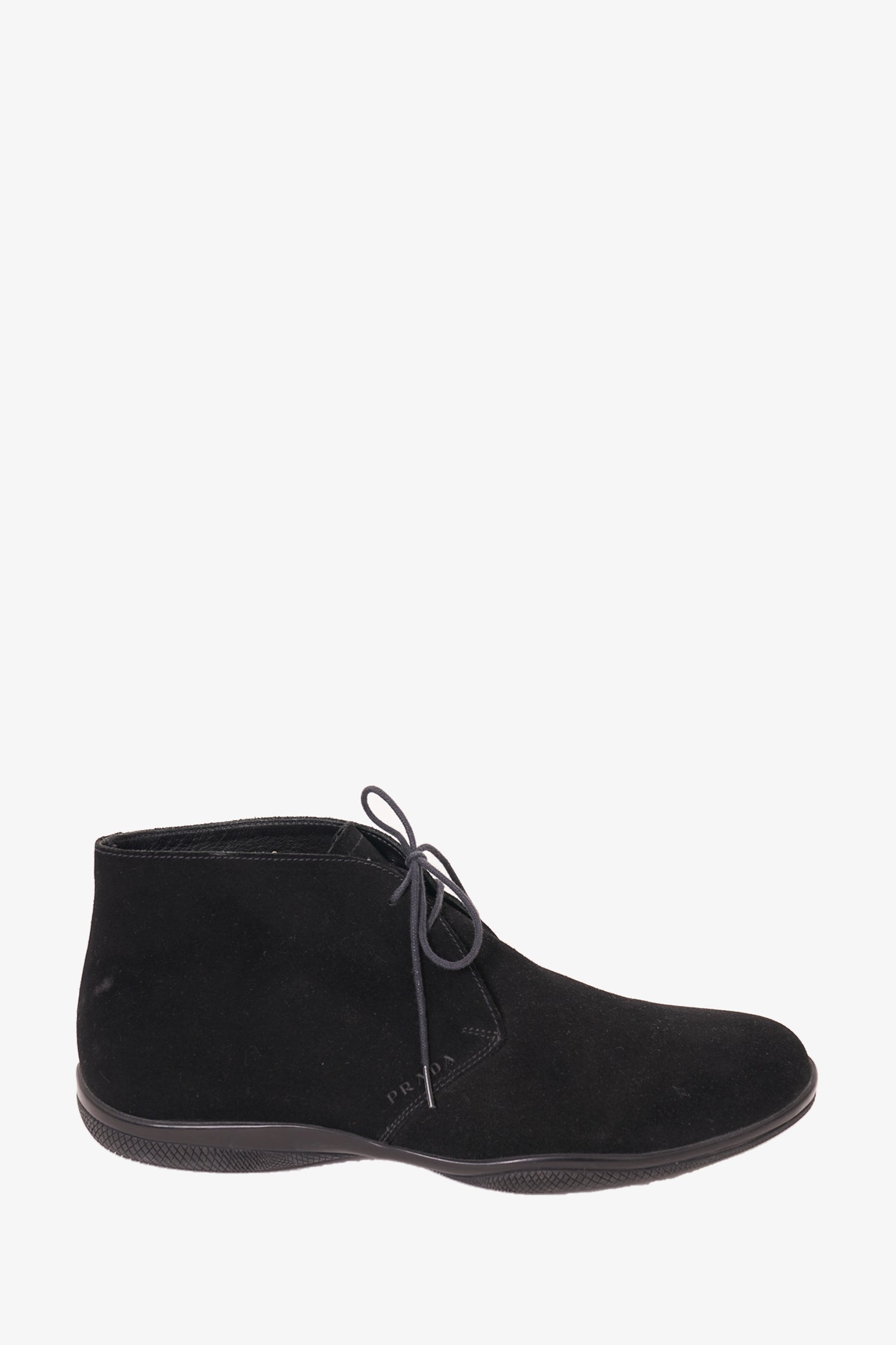Prada Black Suede Chukka Boots Prada Navy Suede Lace-Up Boots Size 7.5 UK main image 3