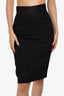 Prada Black Virgin Wool Pencil Skirt with Ruched Silk Waist Band size 38