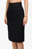 Prada Black Virgin Wool Pencil Skirt with Ruched Silk Waist Band size 38