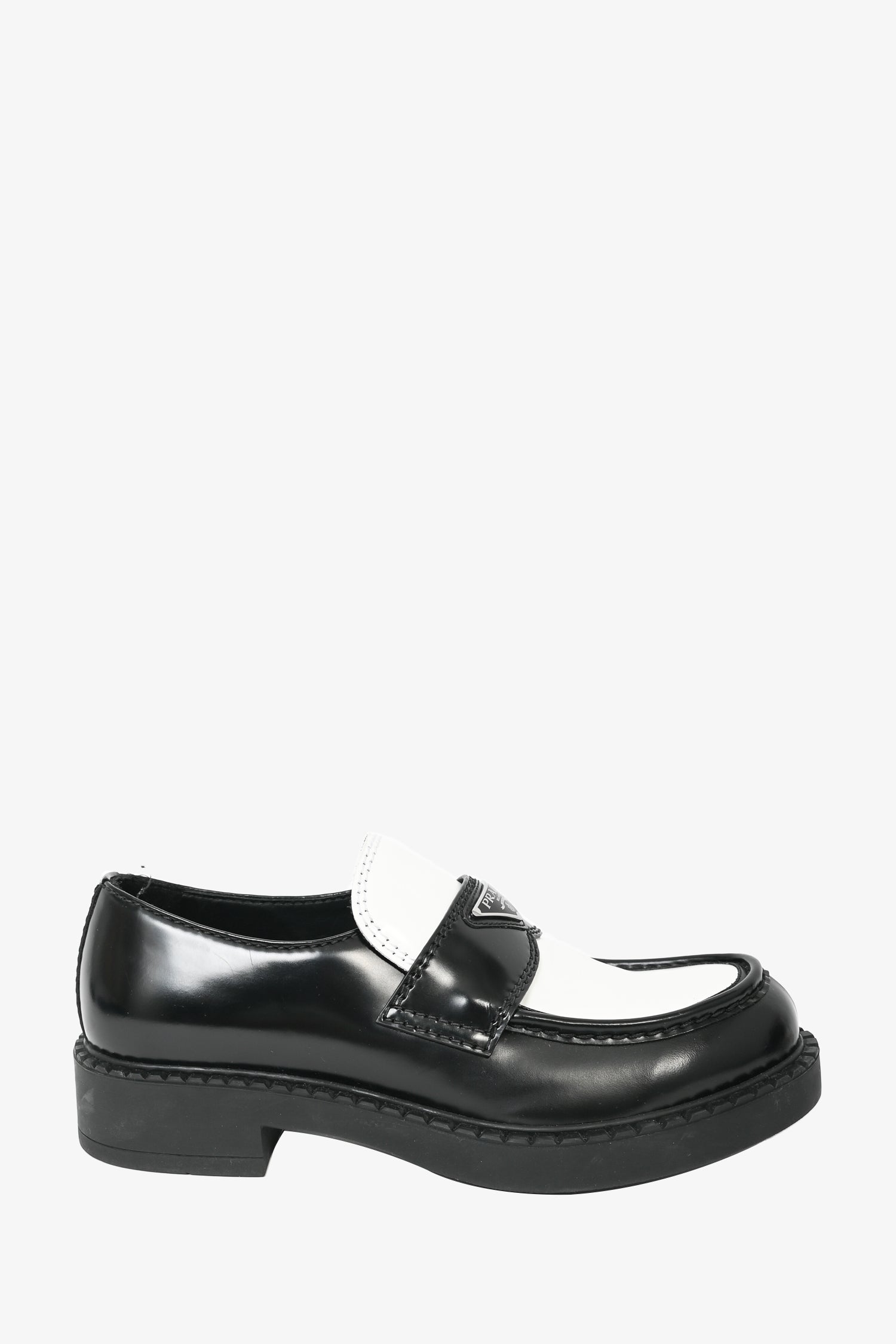 Prada Black/White Brushed Leather 