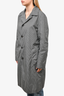 Prada Black/White Houndstooth Nylon Collared Trench Coat Size 46