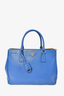 Prada Blue Saffiano Leather Large Galleria Tote Bag w/ Strap