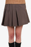 Prada Brown Wool Pleated Mini Skirt Size 38